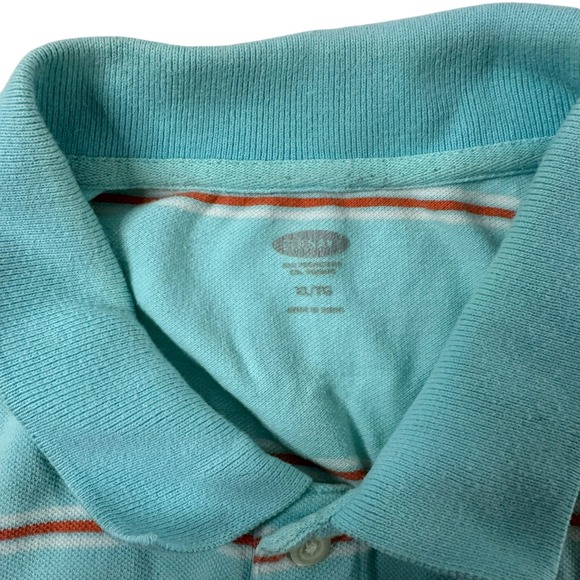 Old Navy Striped Polo Shirt Men's XL Aqua Blue Orange Cotton Short Sleeve - Picture 4 of 8